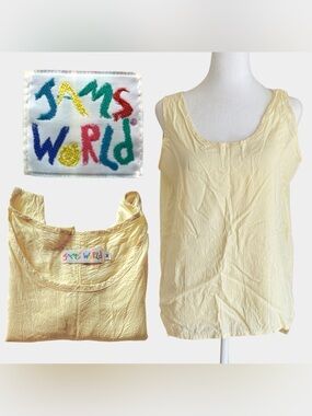 Jams World Yellow Tank Top Women’s SZ M Soft Rayon Casual Summer Minimalist